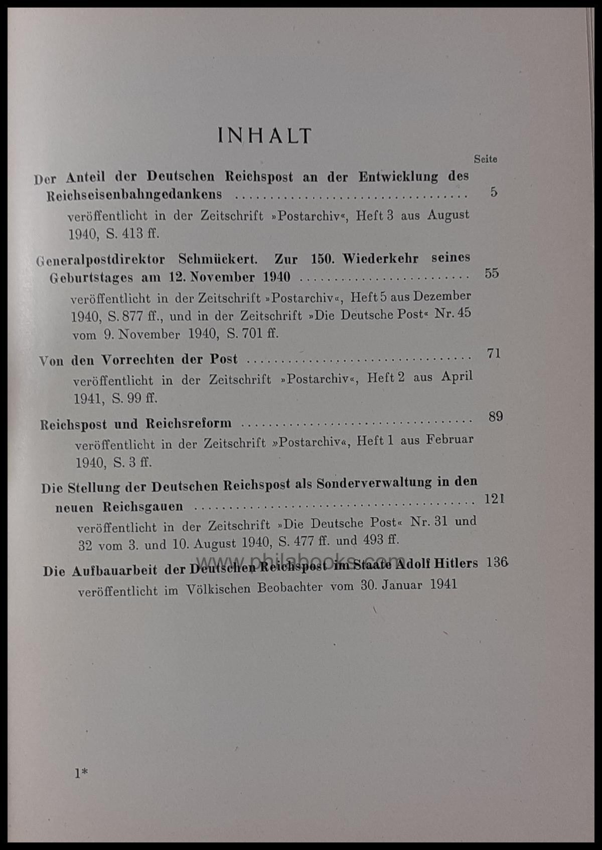 Ohnesorge, Die Deutsche Reichspost in Geschichte und Gegenwart, Au ...