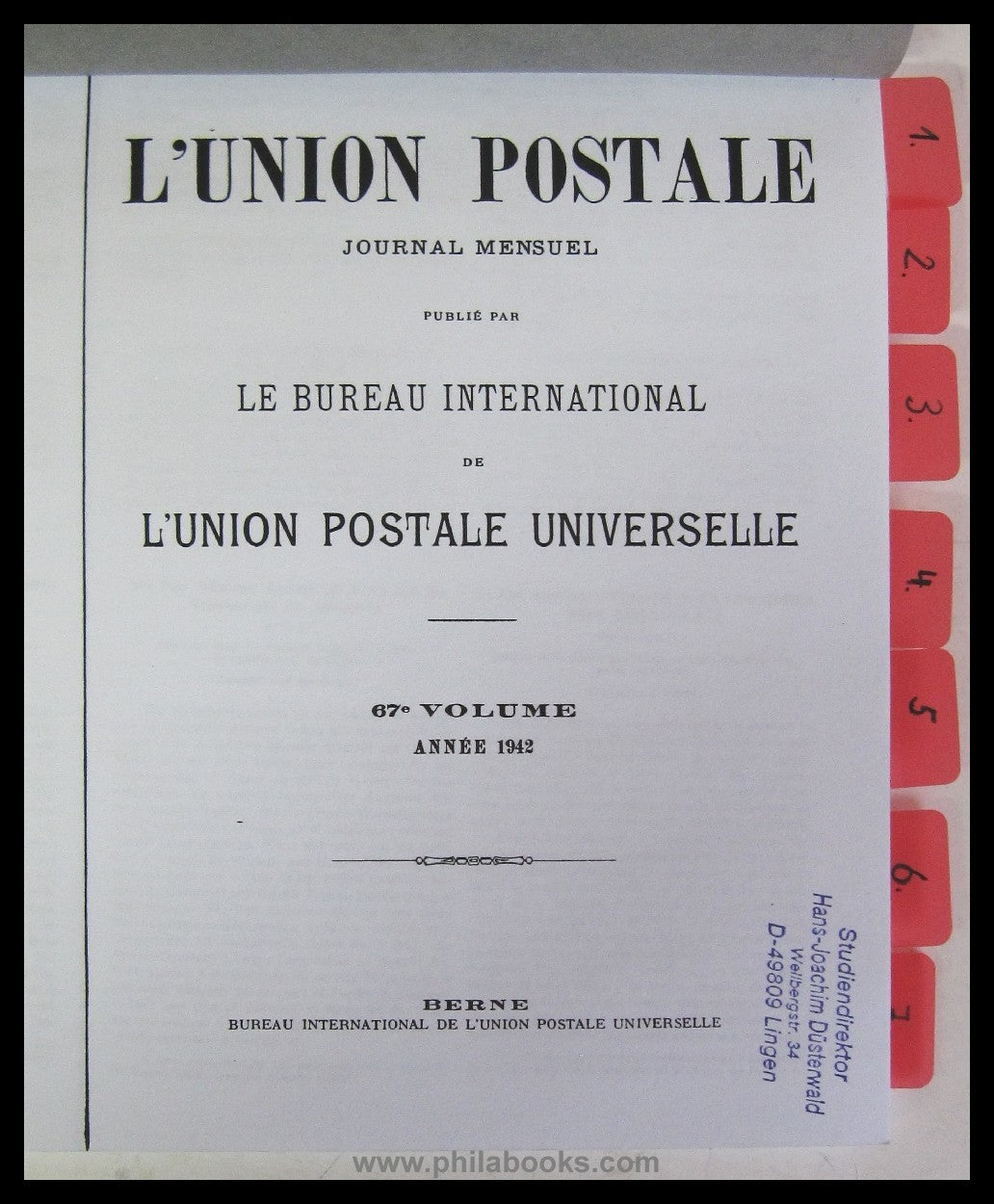 L' Union Postale, Sammelband von Kopien aus den Veröffentlichungen ...