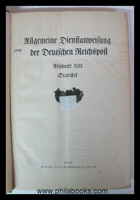 1939, Dienstanweisung für Statistik, enthält die Richtlinien zur E ...