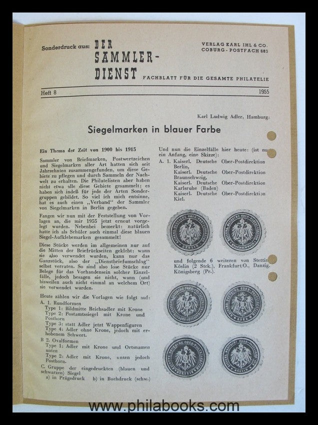 Sonderdrucke aus Der Sammler-Dienst, kleine Sammlung dieser selten ...