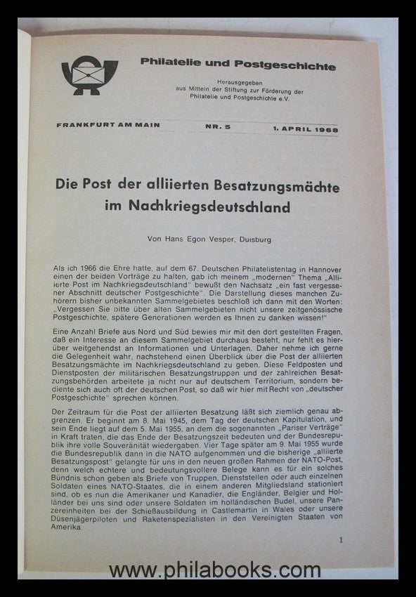 Vesper, HE, The post of the Allied occupying powers in the post-war period...