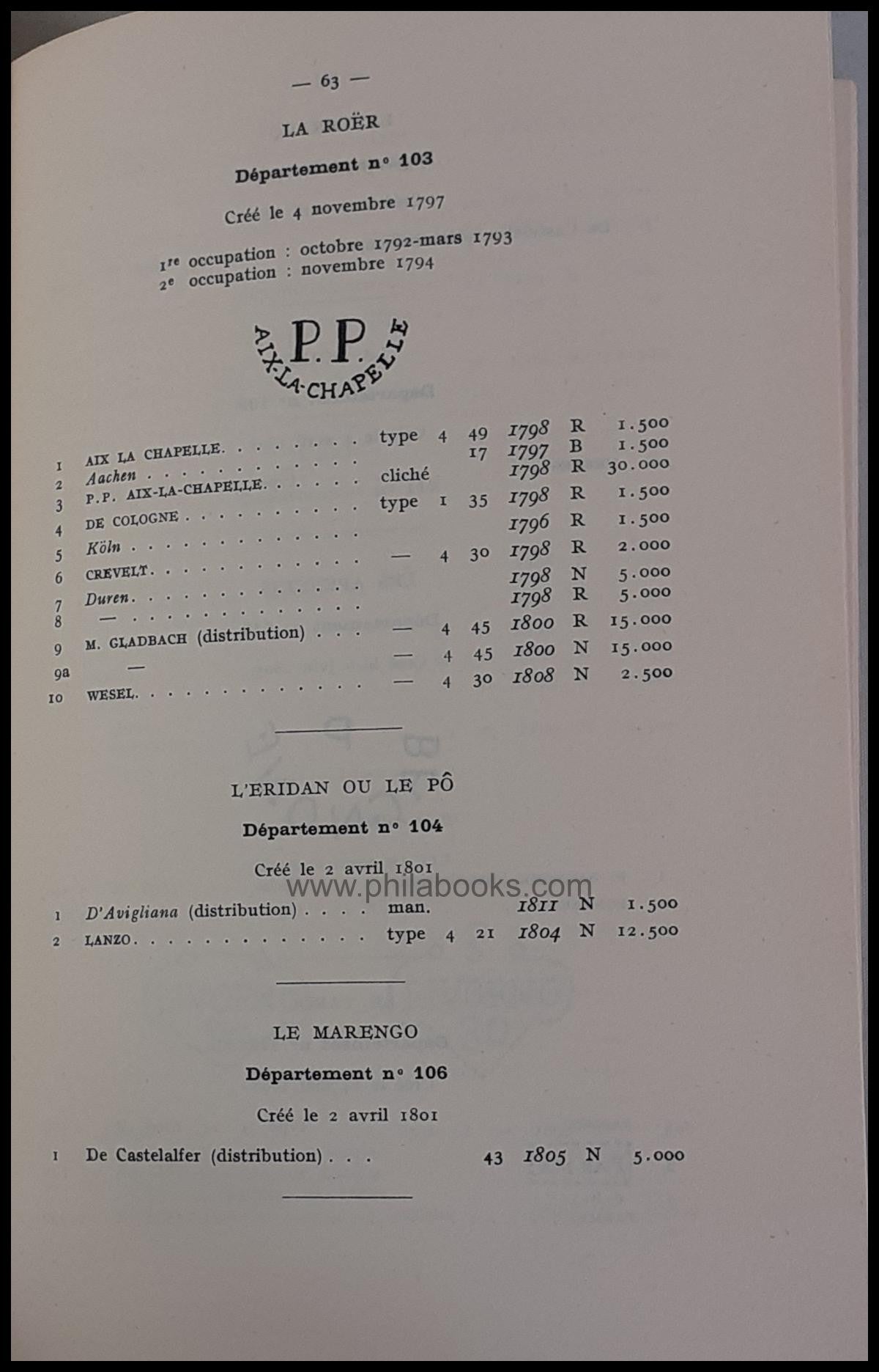 de Beaufond, E.H., Les Marques Postales des Départements Conquis 1 ...