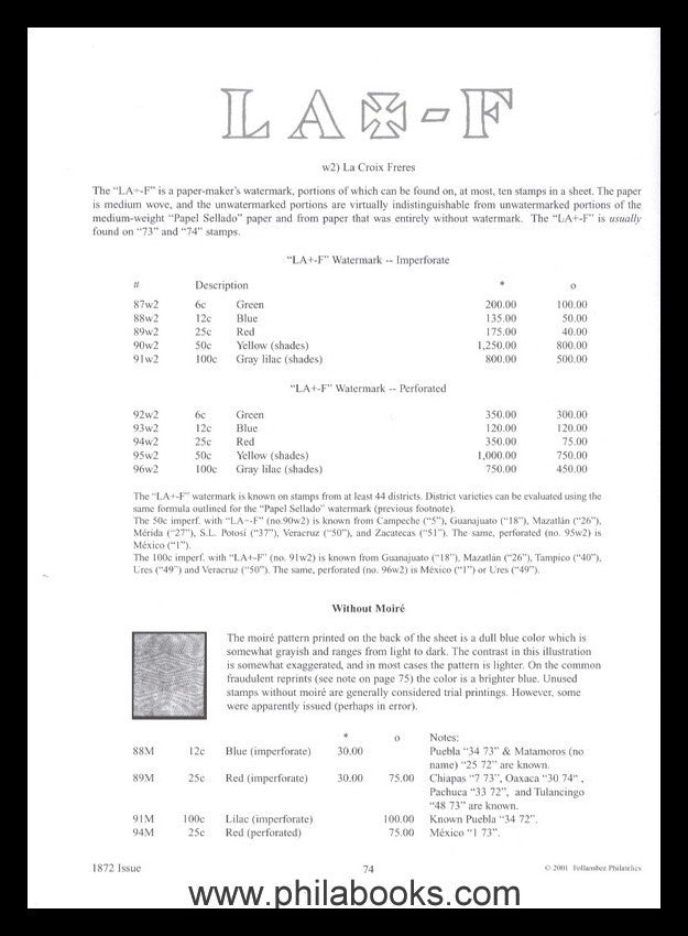 Follansbee, N., A Catalog of the Stamps of Mexico 1856-1910, 200 ...