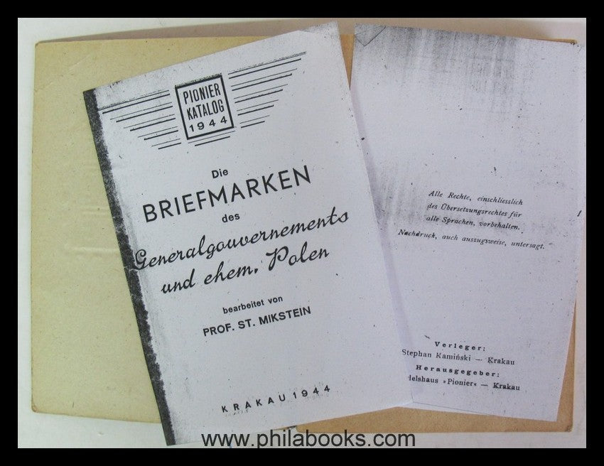 Mikstein, Prof. St.: Pionier-Katalog 1944, Die Briefmarken des Gen ...