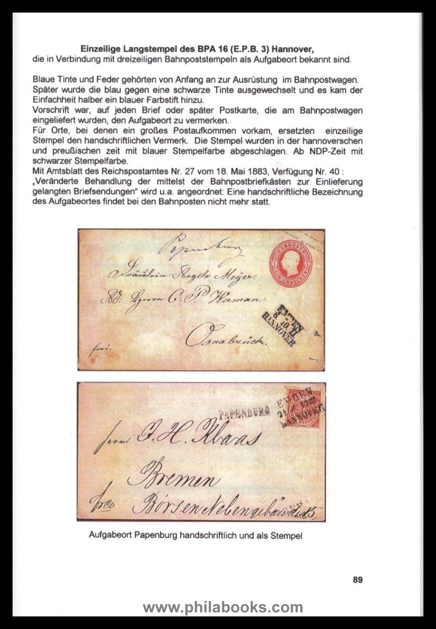 Jänecke, J., Die Stempel des Bahnpostamtes BPA 16 Hannover, 2005,  ...
