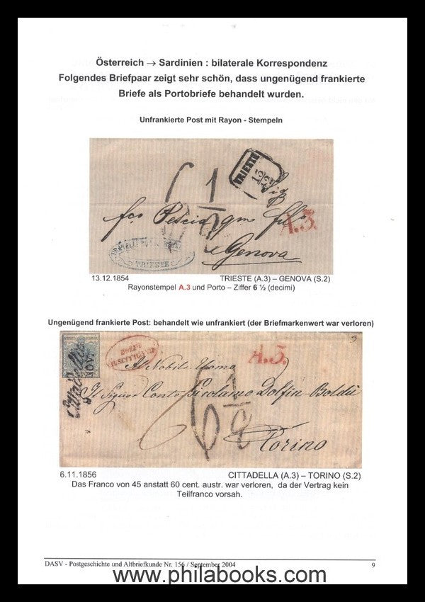 Amplatz, M., Der Postvertrag Österreichs mit Sardinien von 1853 un ...