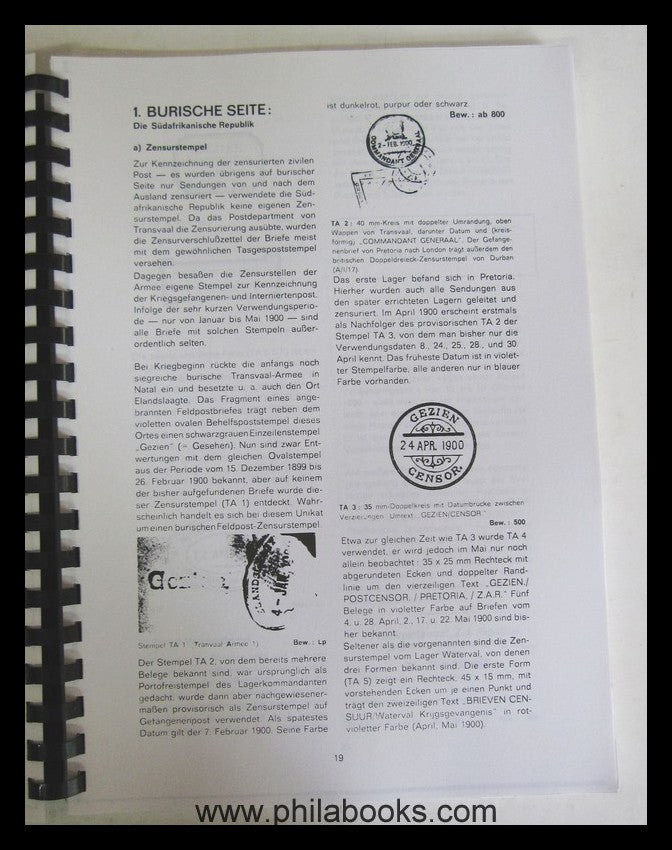 Wolter, K.-K., Die Postzensur, Handbuch und Katalog, Geschichte, T ...
