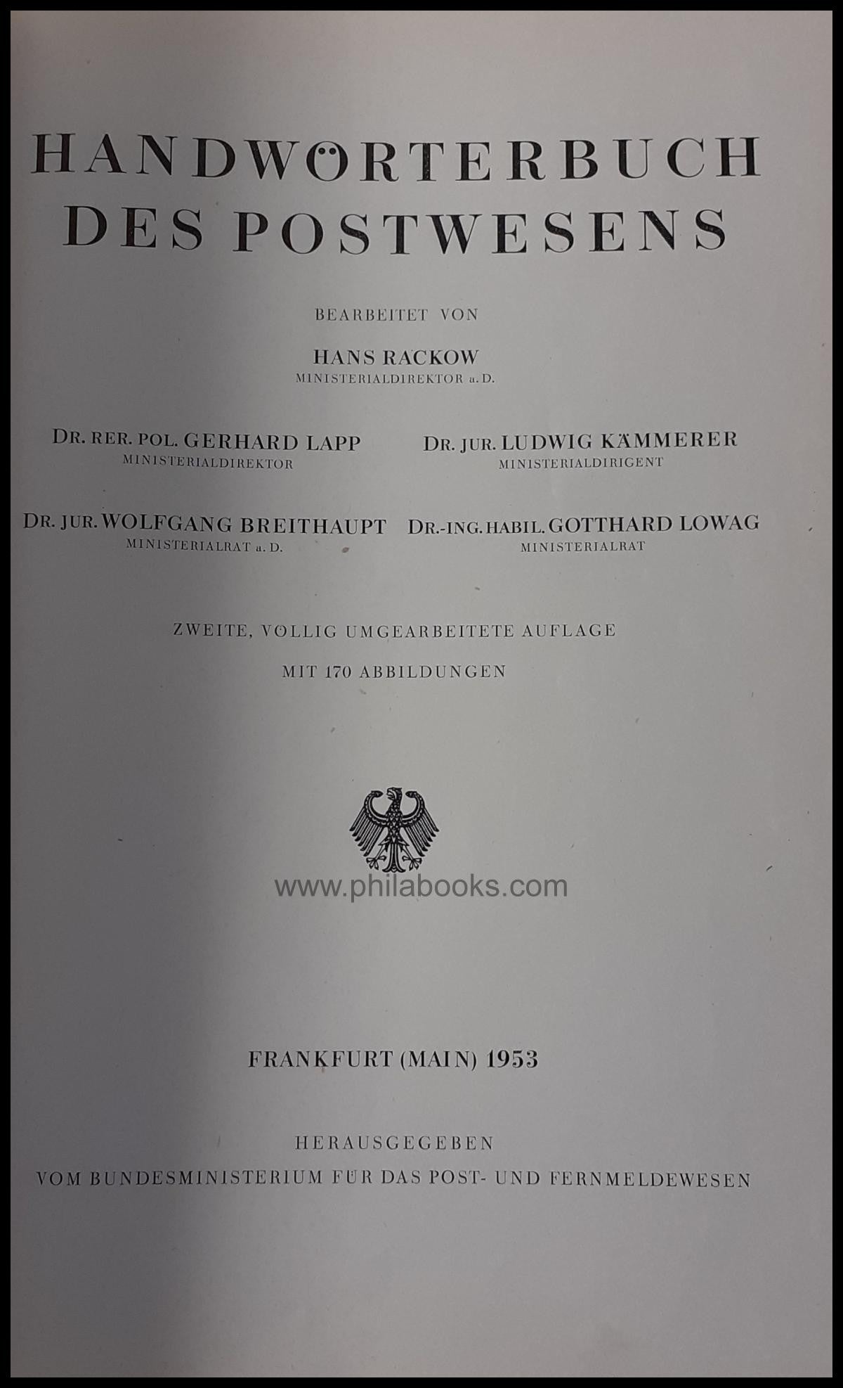 Bundesministerium für das Post-und Fernmeldewesen, Handwörterbuch  ...