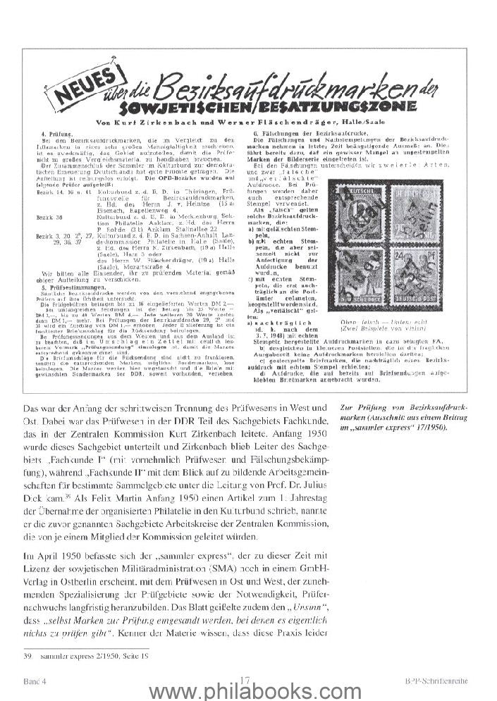 Fischer, P., Das philatelistische Prüfwesen in SBZ und DDR (1945-1 ...