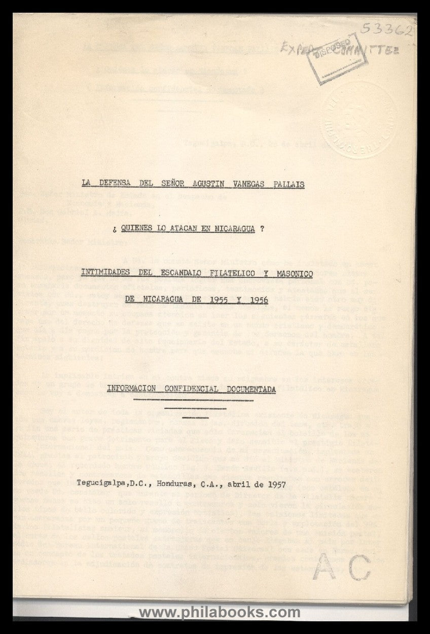 Legal Action in Connection with U.S. Issue of Stamps whilst Senor  ...