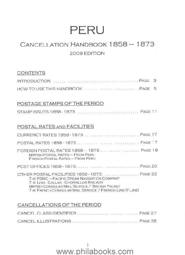 Emsing, E., Peru Cancellation Handbook 1858-1873, 2009, 120 S.+2 S ...