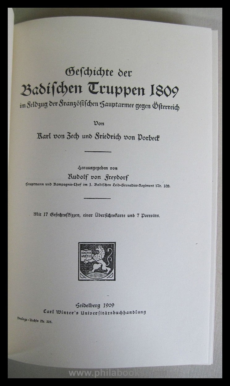 BADEN, Freydorf, Rudolf von: History of the Baden troops 180 ...