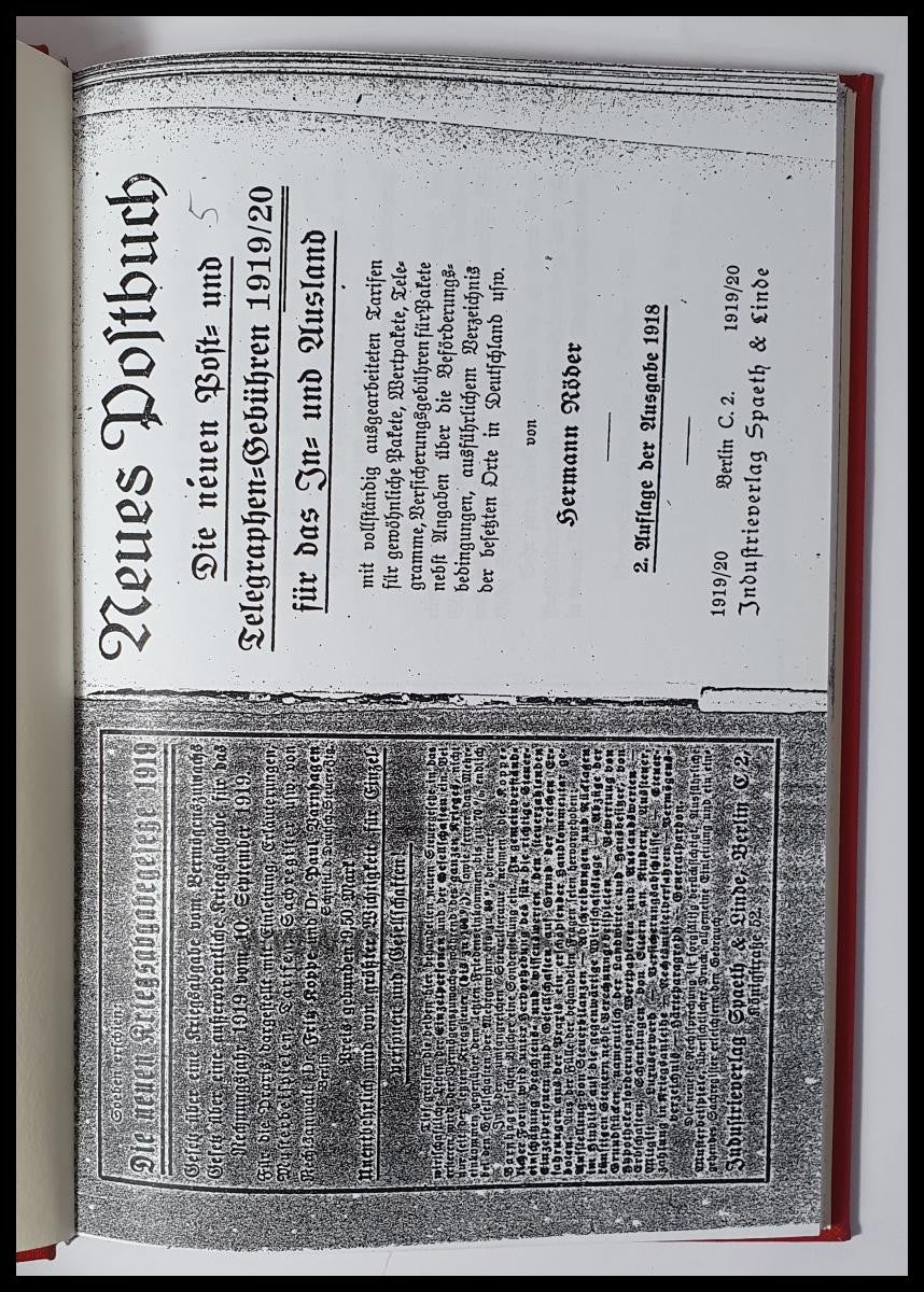 Neues Postbuch, Die neuen Post-und Telegraphen-Gebühren 1919/ 1920 ...