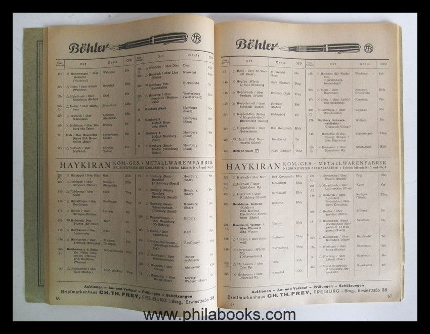 1947, Deutsches Postzentralamt in Rastatt, Ortsverzeichnis, Verzei ...