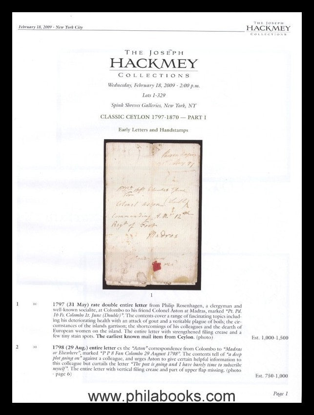 Spink/Shreves, Auktion, 2009-02 'Hackmey'