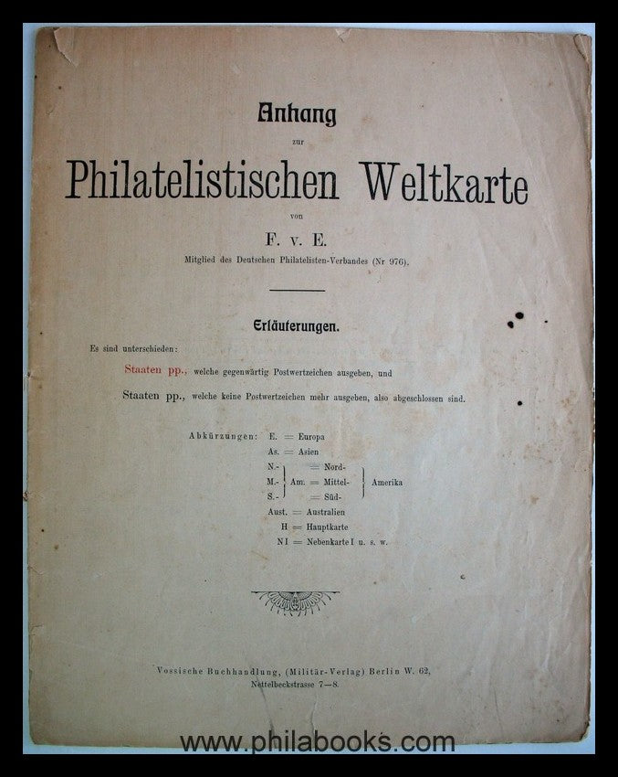 F.v.E., Mitglied des Deutschen Philatelisten-Verbandes (Nr. 976),  ...