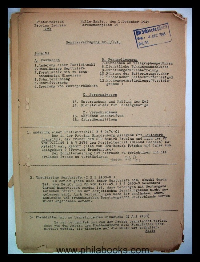 SBZ/DDR, kleines Konvolut postalischer Literatur, dabei die Bezirk ...