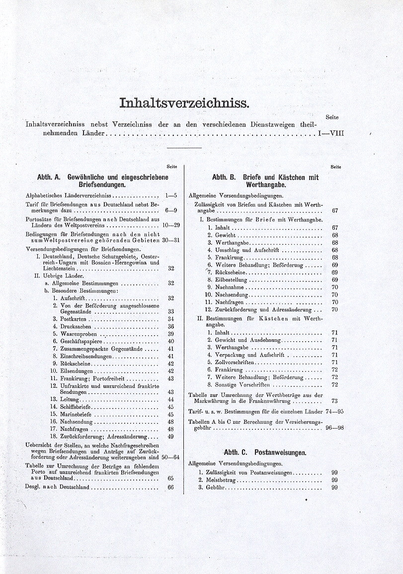 Briefposttarif, Berlin 1901, hier als broschierte KOPIE, 208 S., e ...