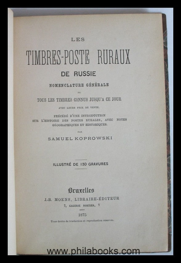 Koprowski, S., Timbre-Poste Ruraux de Russie, Bruxelles, J.-B. Moe...