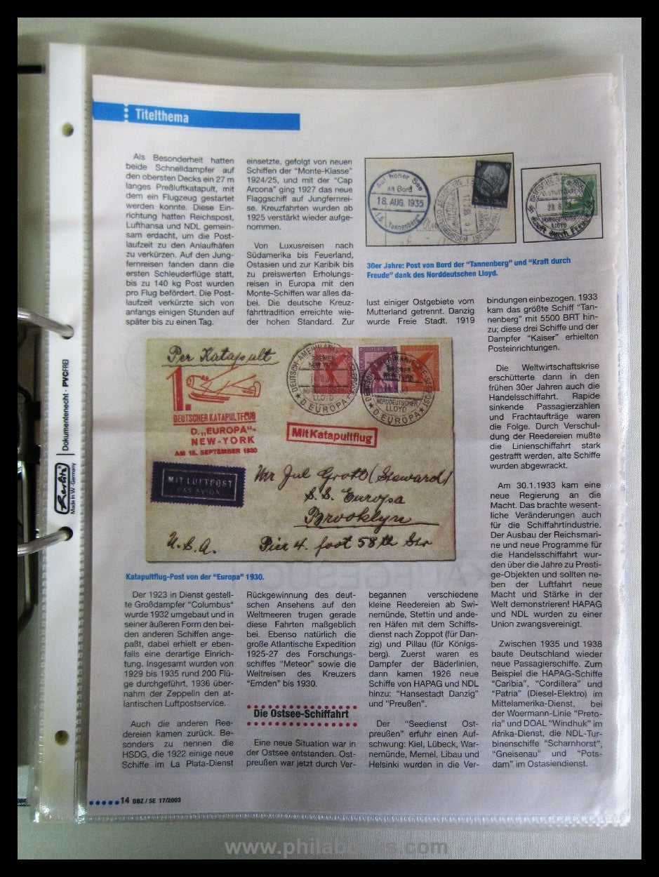 Deutsche Schiffs-und Seepost 1933-45, Leitz-Ordner mit Artikeln au ...