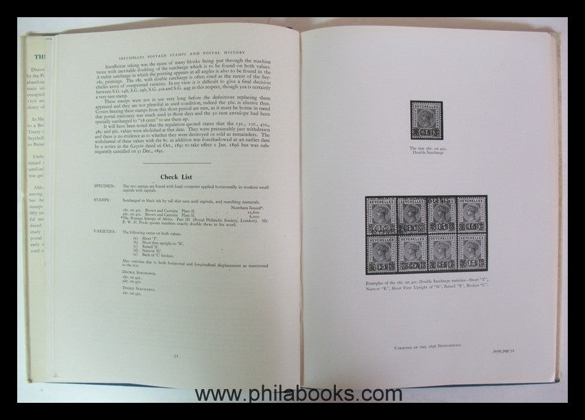 Farmer, H. V., Seychelles Postages Stamps & Postal History, heraus ...