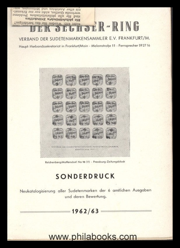Der Sechser-Ring, Verband der Sudetenmarken-Sammler, Rundschreiben ...