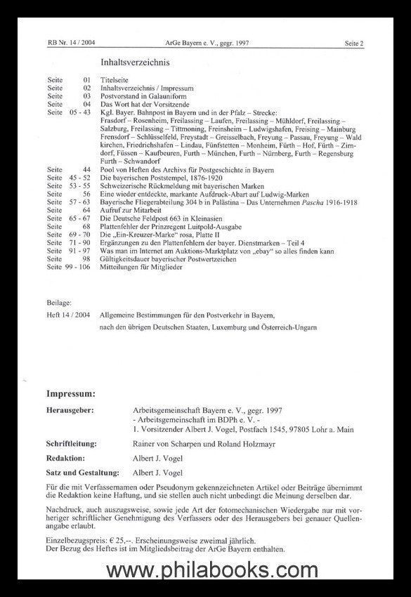 ArGe Bayern, circular no. 14/2004, including Becker, additions...