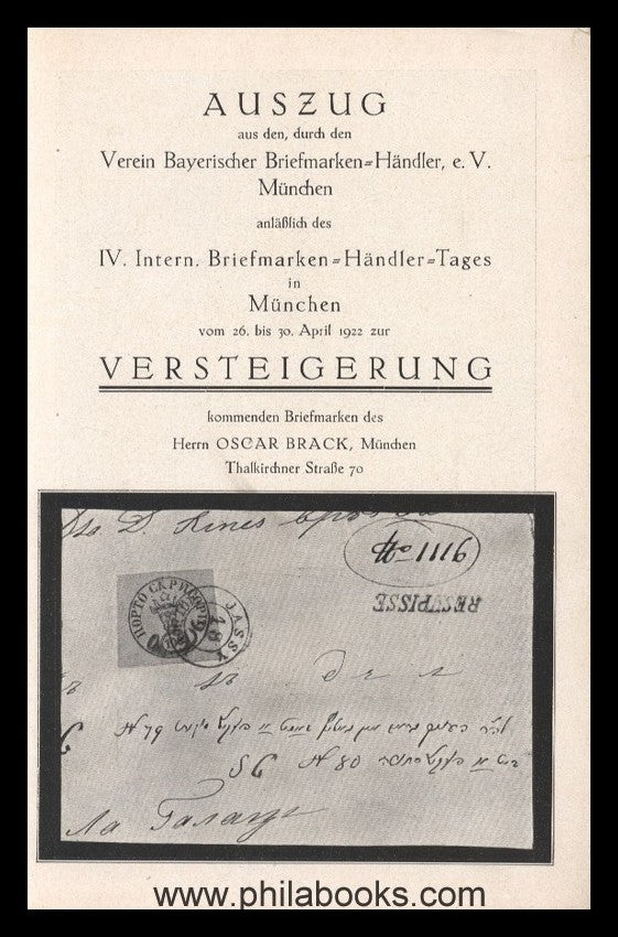 BayerischeBriefmarkenhändler, Auktion, 1922-04