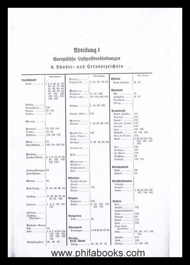 Airmail lists of the German Reichspost 1938, here all 7 in 2-month ...