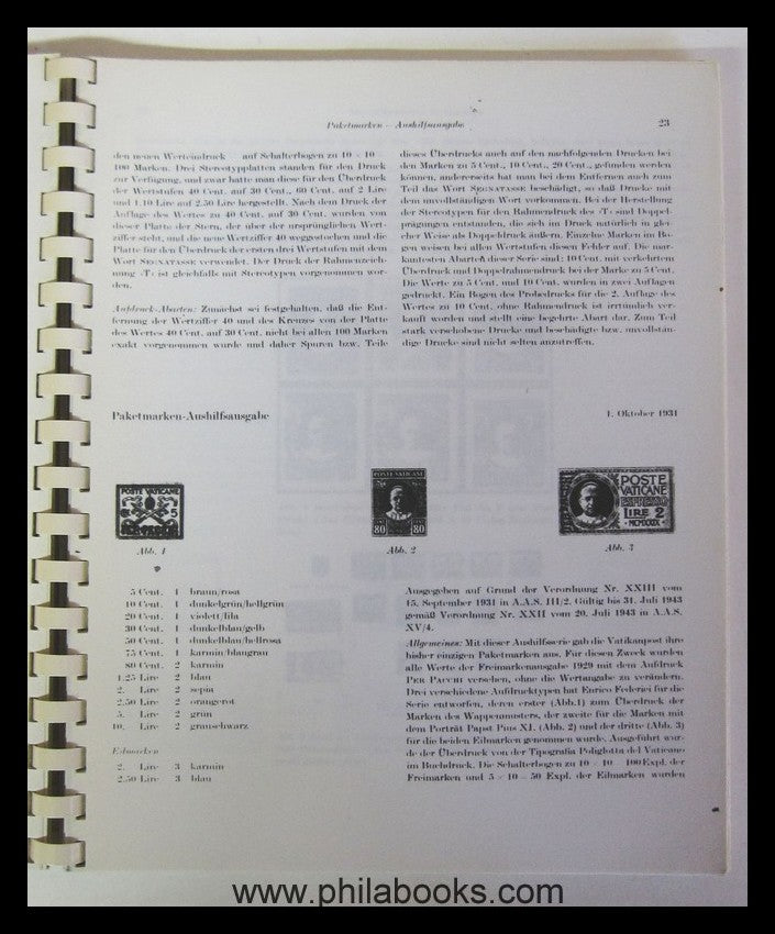 Kittel (Hrsg.), Der Vatikanstaat, Ein philatelistisches Handbuch,  ...