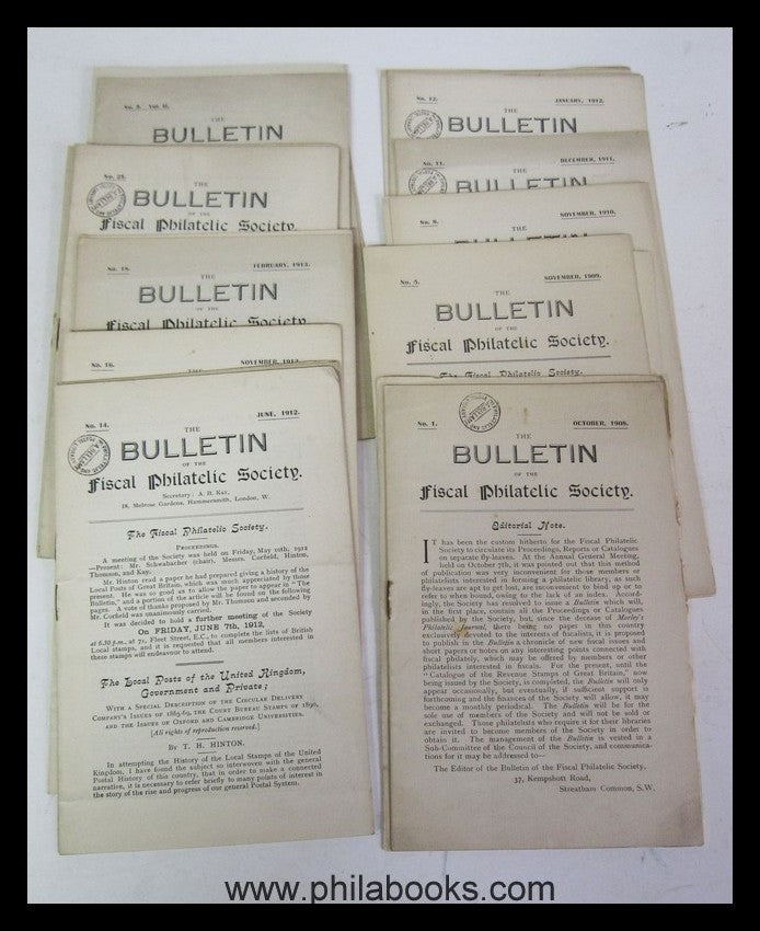 Bulletin of Fiscal Philatelic Society, Vol. I (1908-1916), Nr. 1,  ...