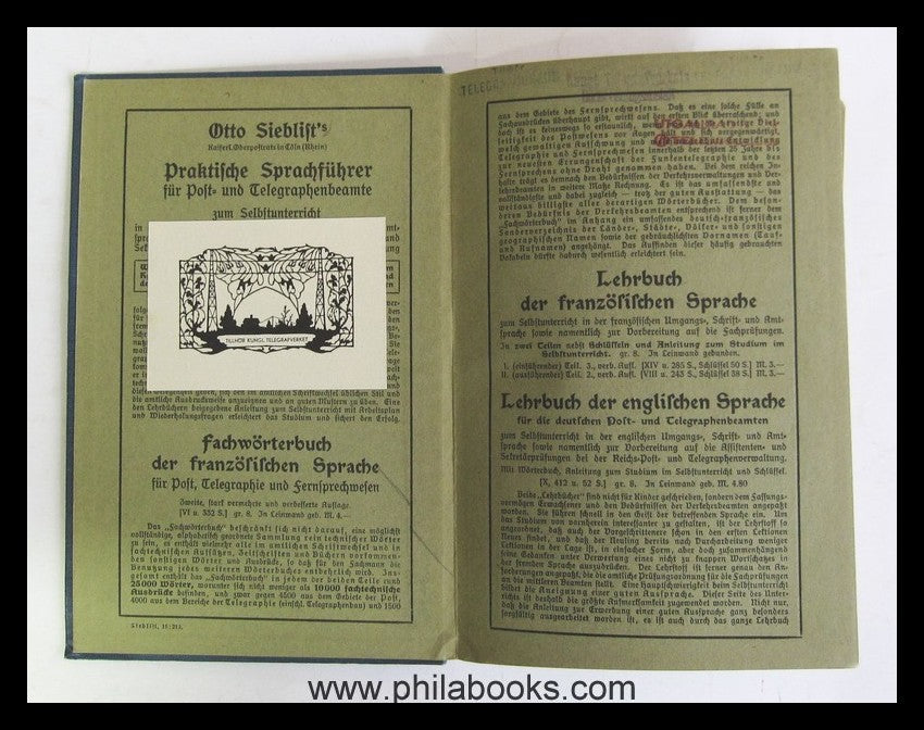 Sieblist, D., Englisches Postlesebuch mit Amtsbriefsteller, 148 S. ...