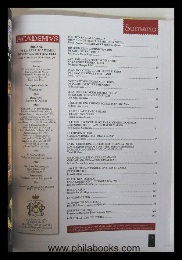 Academus, Real Academia Hispánica de Filatelia, Mayo 2016, Journal ...