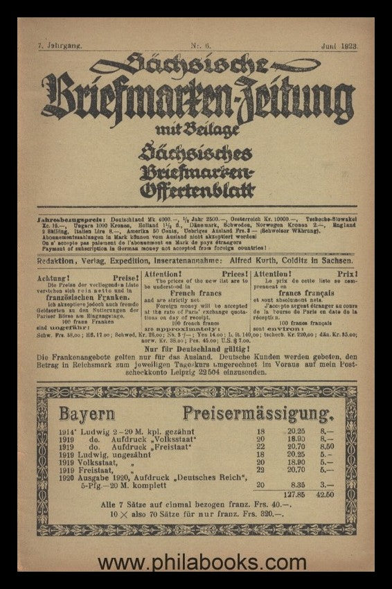 Sächsische Briefmarken-Zeitung 6. Jahrgang Nr. 12, 1922, 7. Jahrga ...