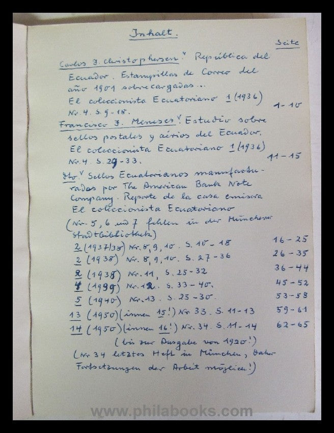 Christophersen, C., Republica del Ecuador, mehrere Beiträge, gesam ...