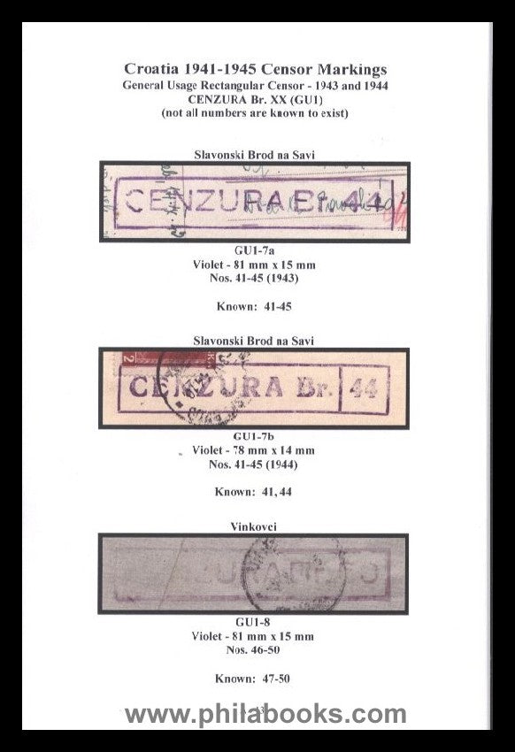 Hughes, P.J., Croatia 1941-1945, Nezavisna Drzava Hrvatska, Censor ...