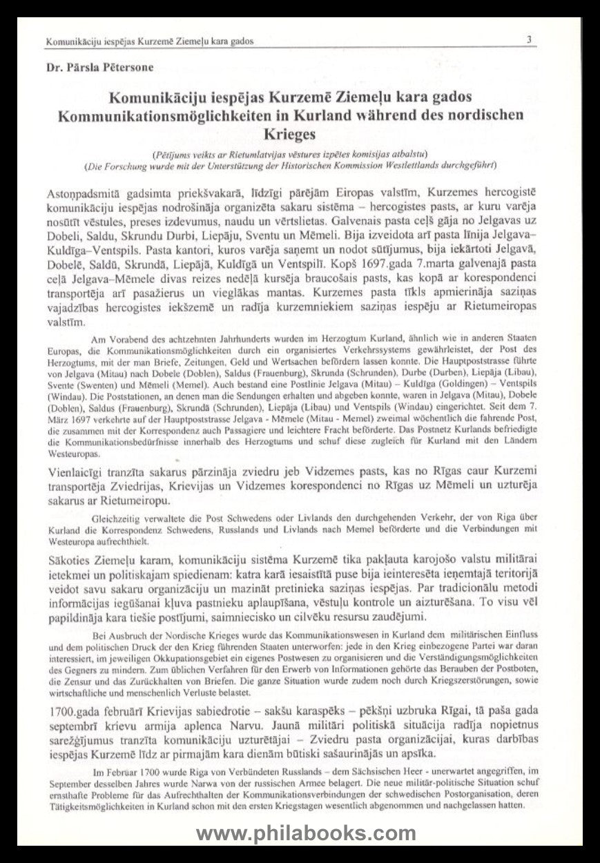 ForGe Lettland, 2. Symposium zur Postgeschichte Lettlands, 2003, 7 ...