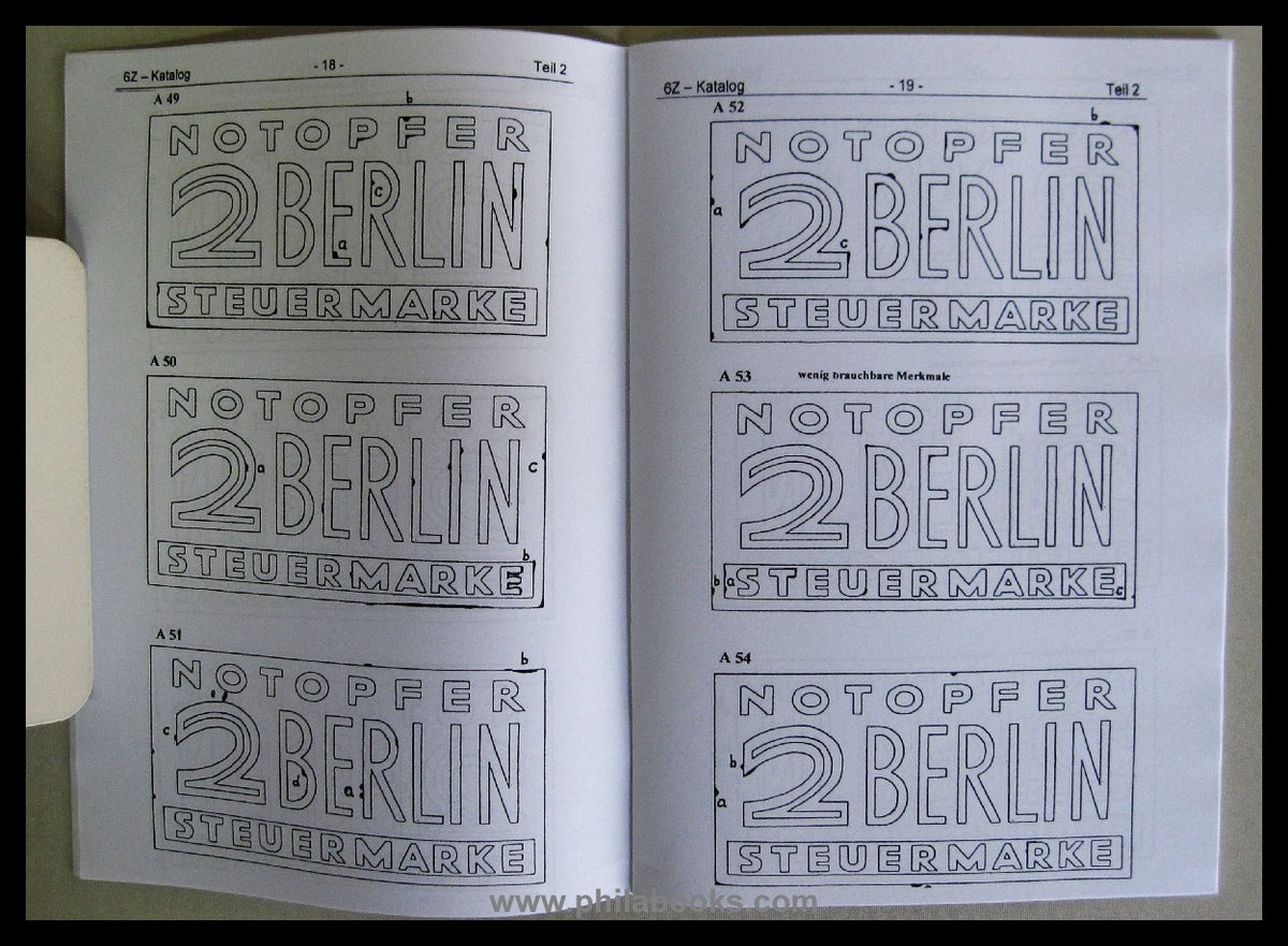 Behmenburg Dr., H., Notopfer Berlin, Katalog zur Bestimmung der 6Z ...