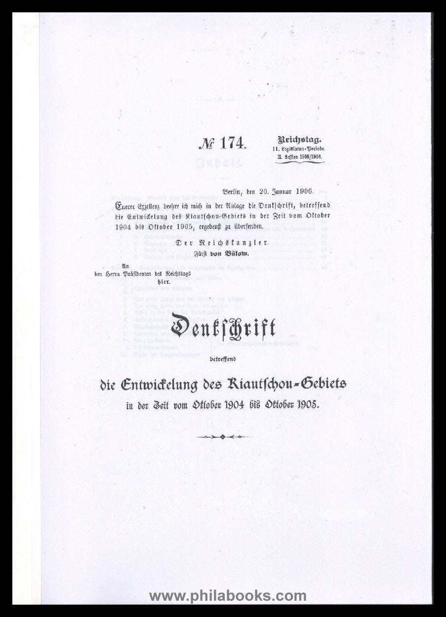 Denkschrift betreffend die Entwicklung des Kiautschou-Gebiets in d ...