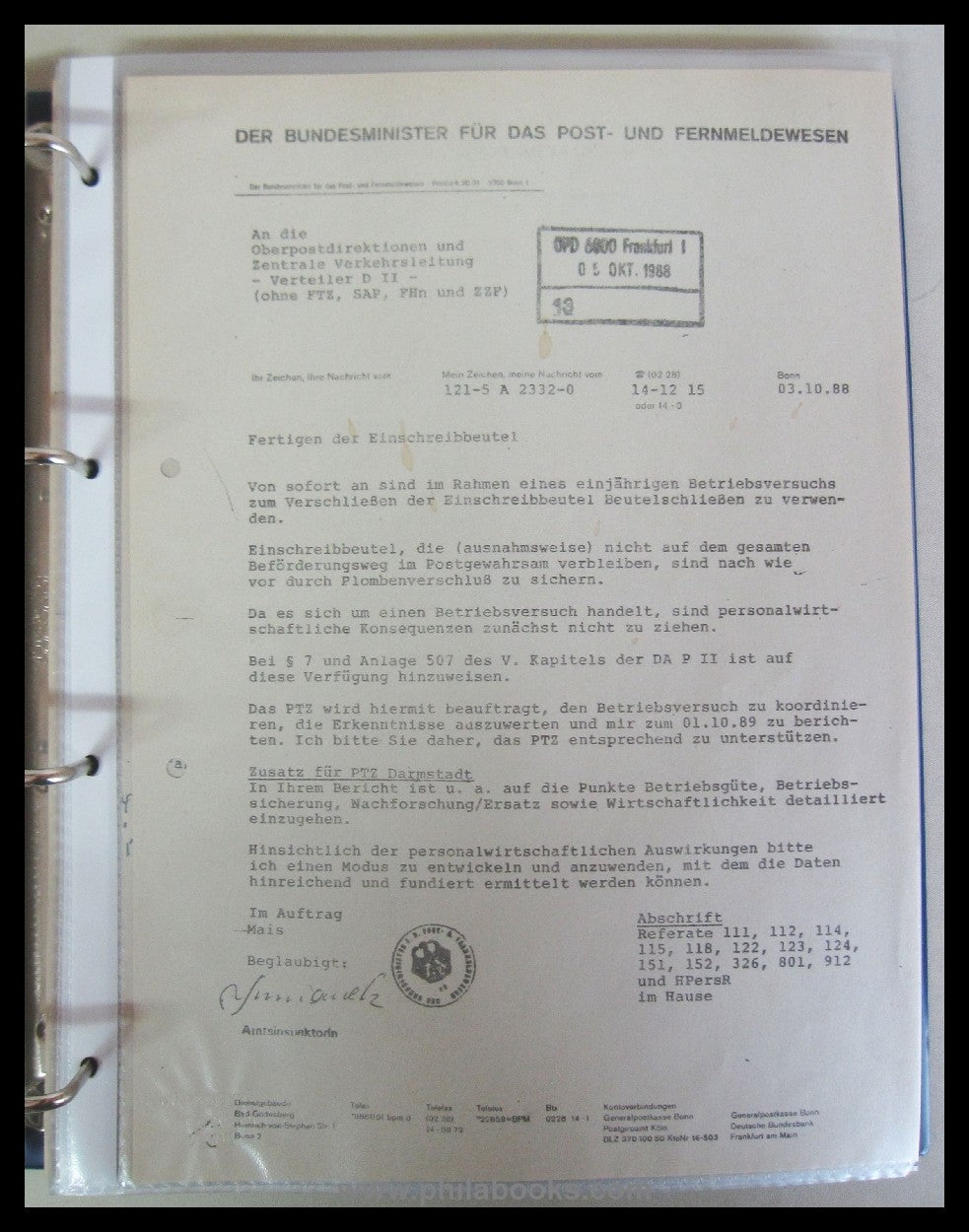Einschreibe-und Wertbriefsendungen ca 1989, Leitzordner mit Sammle ...