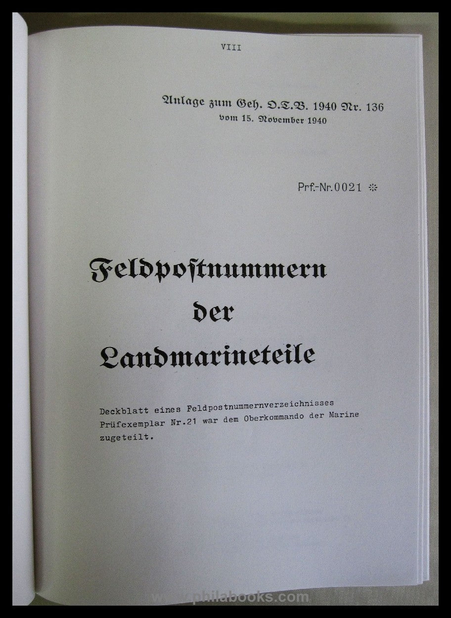 Böhm, K., Feldpostnummern der Landmarineteile, 1. Auflage, 1988, 2 ...