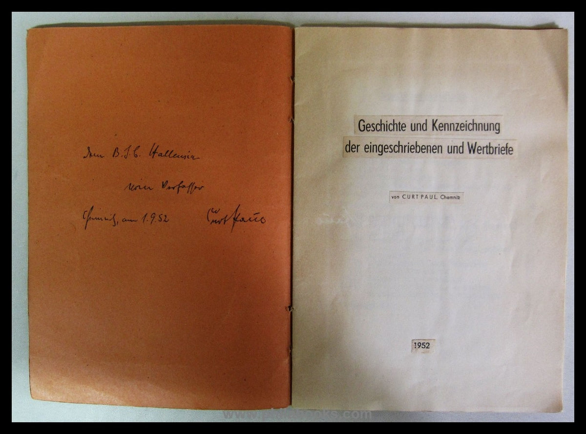 HALLENSIA: Paul, C., Geschichte und Kennzeichnung der eingeschrieb ...