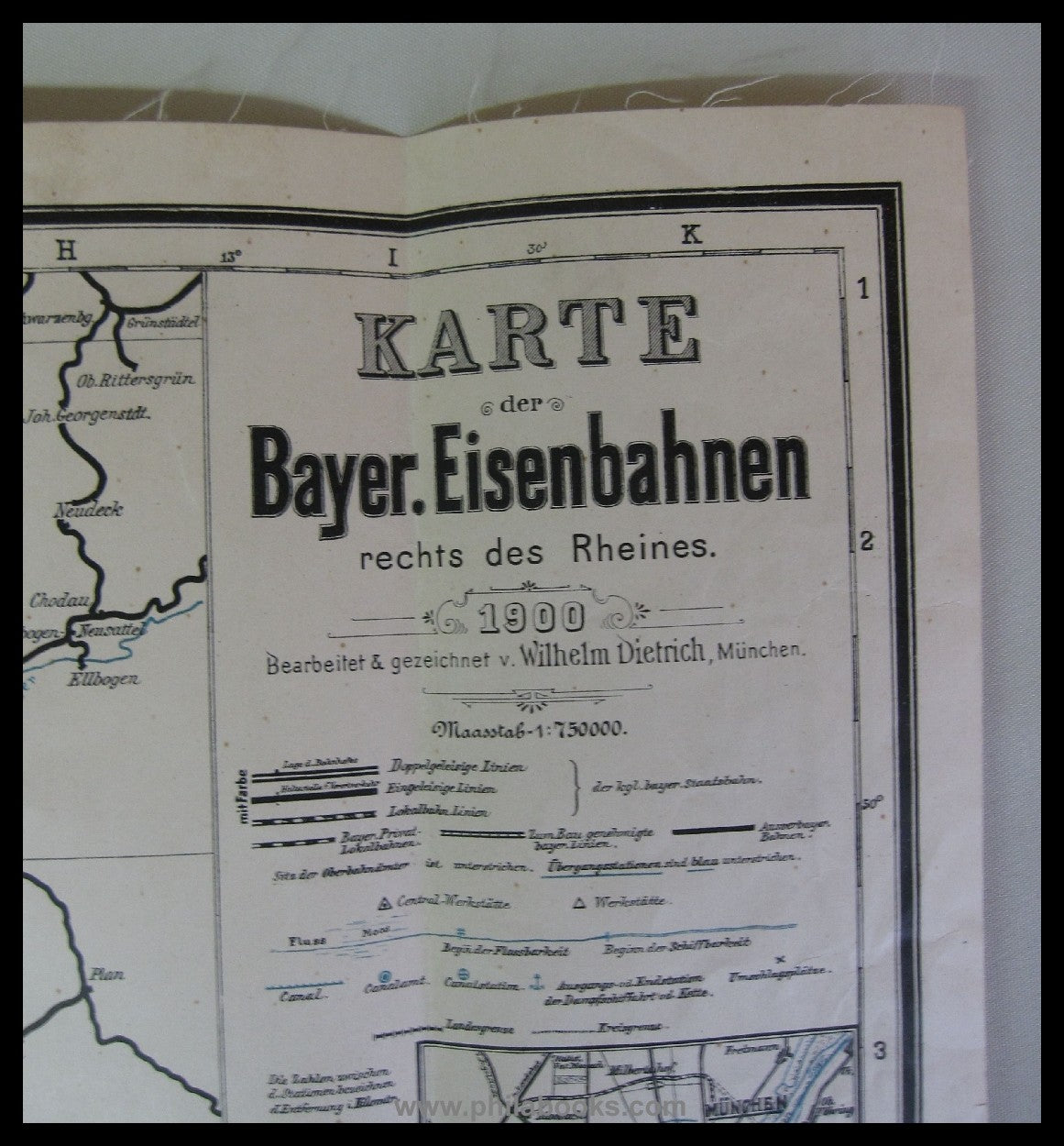 Dietrich, W., Karte der Bayer. Eisenbahnen rechts des Rheins, 1900 ...
