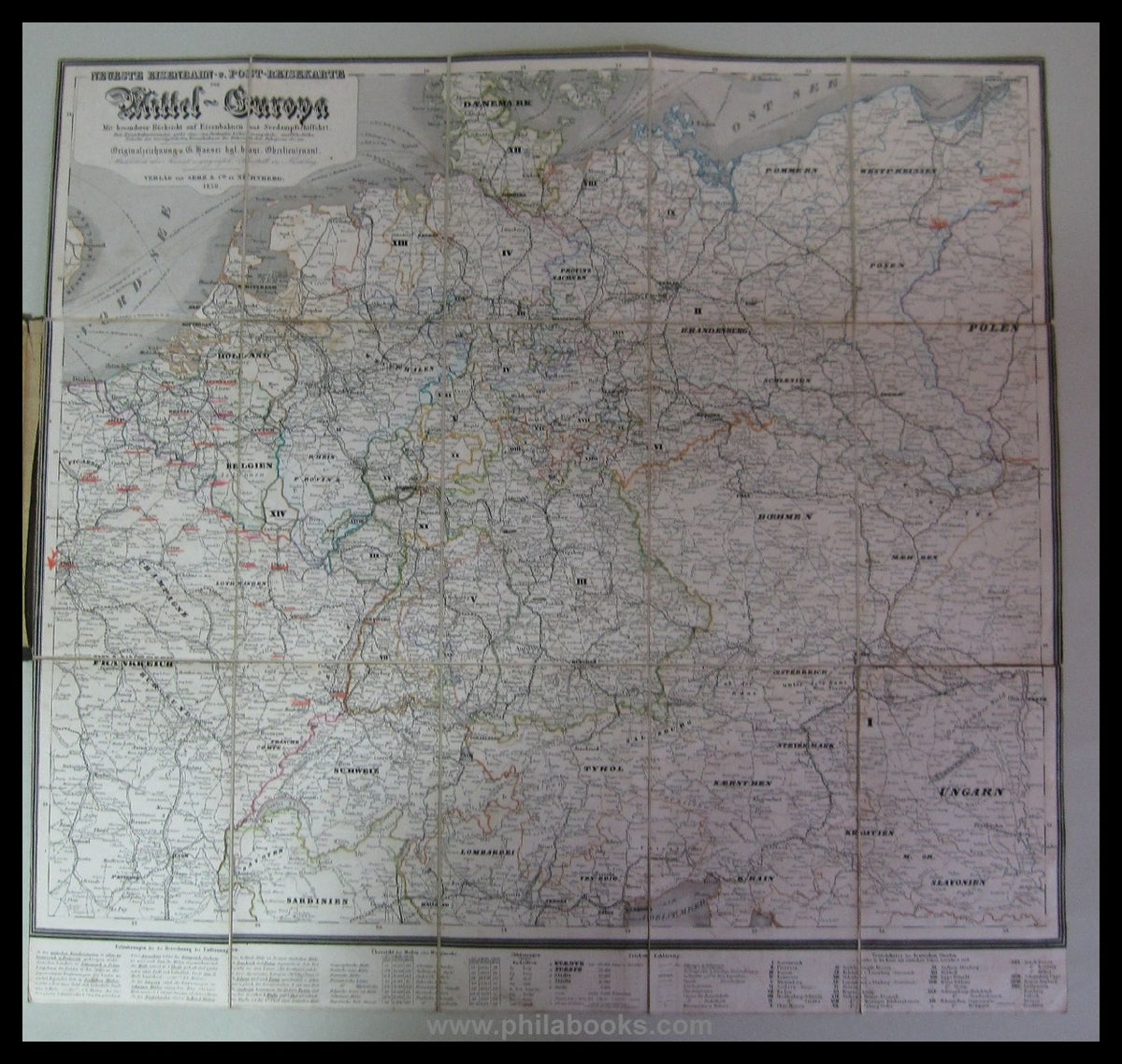 Neueste Eisenbahn-u. Postkarte von Mittel-Europa, Nürnberg, Origin ...