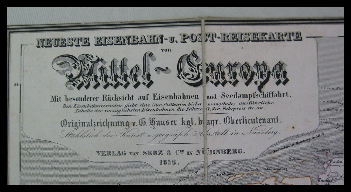 Neueste Eisenbahn-u. Postkarte von Mittel-Europa, Nürnberg, Origin ...