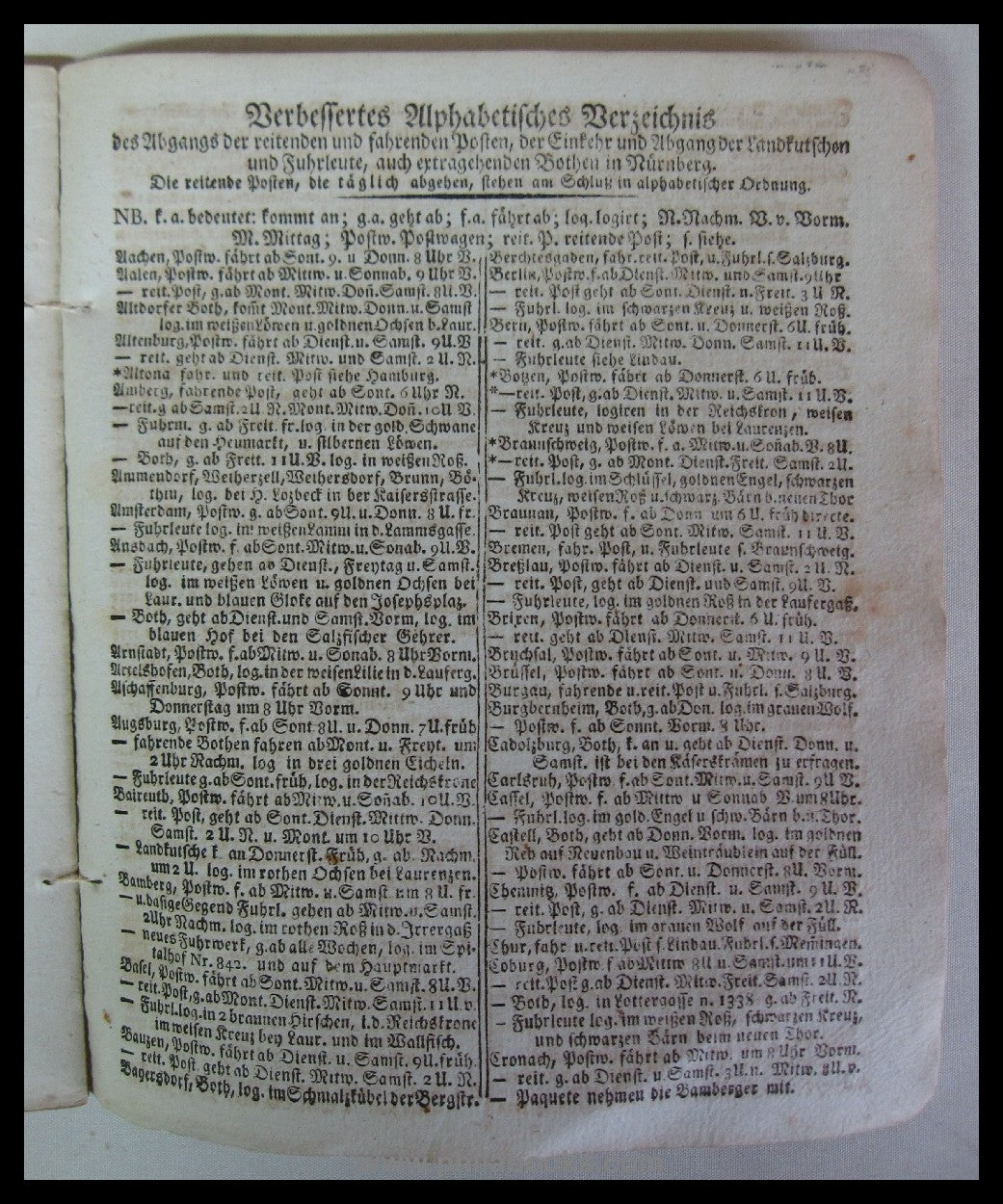 NÜRNBERG: Genealogischer Staats-Calendar auf das Jahr 1819 (….), ' ...