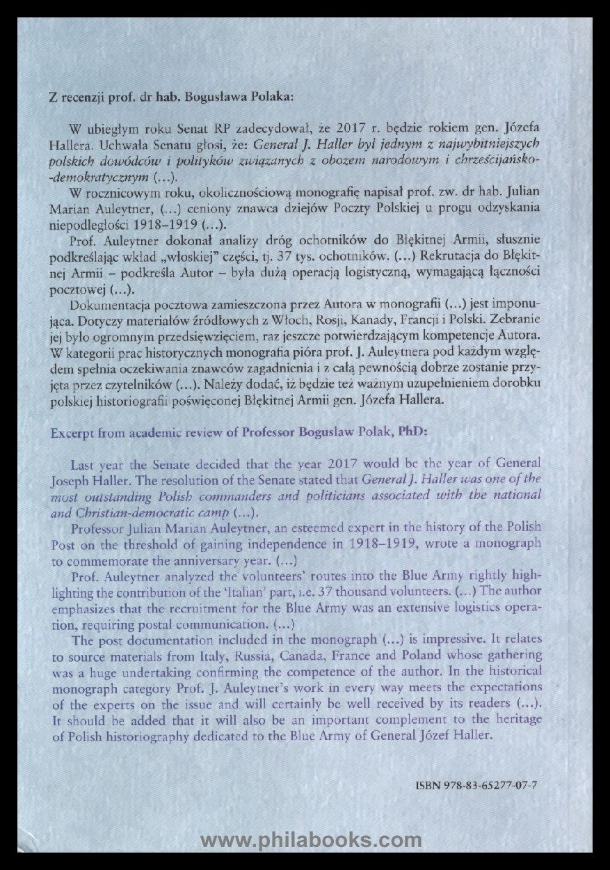 Auleytner, J., Postal Communications in Haller's Blue Army 1917-19 ...