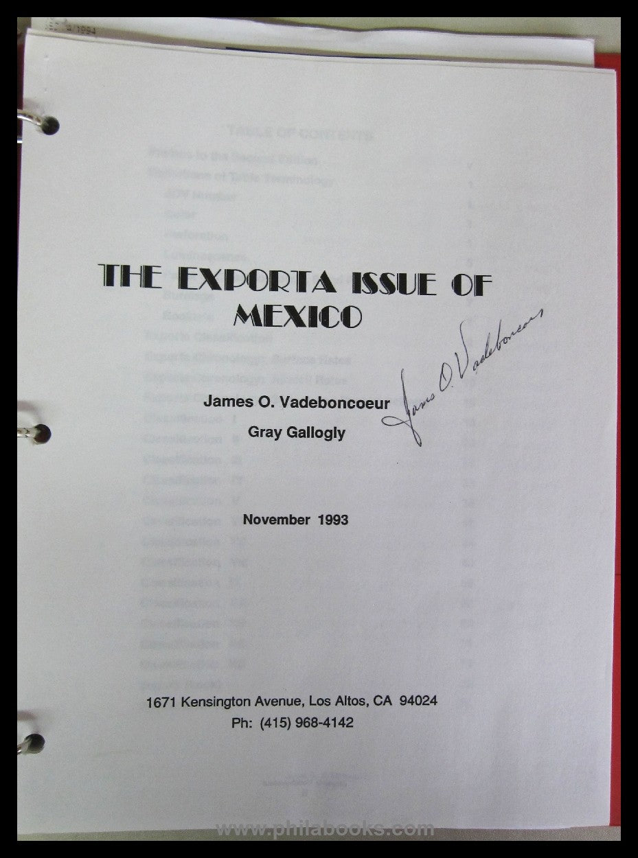 Vadeboncoeur, J.O./ Gallogly, G., The Exporta Issue of Mexico, 199 ...