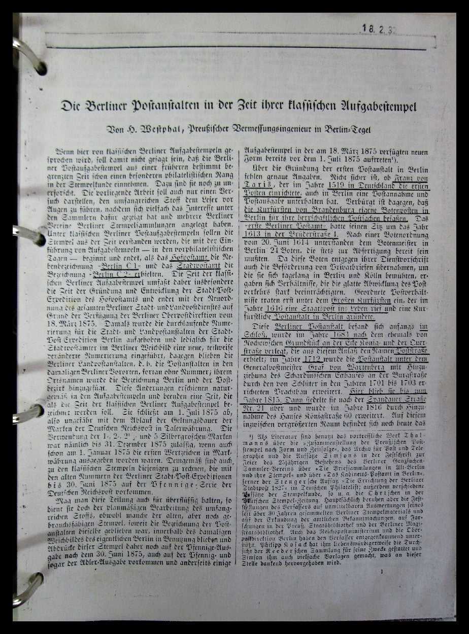 Hintze-Archiv, hier 3 Ordner mit Sammlerunterlagen zur klassischen ...
