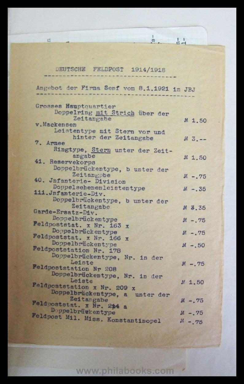 Meister, Hofrat Ferd., Die Deutschen Feldpoststempel 1914-1918, 19 ...